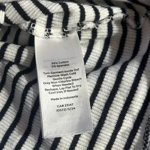 Talbots Black and White Striped V-Neck Tee | Size Large thumbnail 4