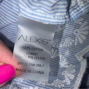 Alexis blue/white off the shoulder blouse White Lace Embroidered Small thumbnail 7
