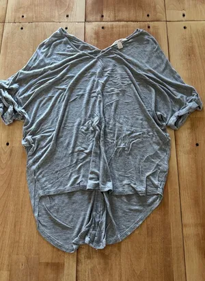 Miami Womens Heather Gray Dolman‎ Sleeve V-Neck High-Low Relaxed Fit Top Small thumbnail 1