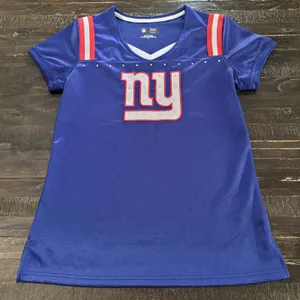 New York Giants Women’s Medium NFL Team Apparel Rhinestone Logo Shirt Tee Blue thumbnail 2