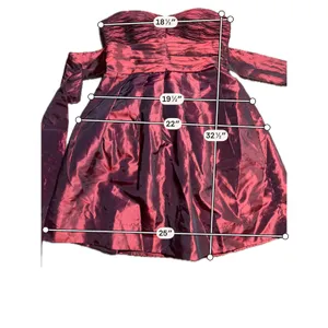 Angie Burgundy Iridescent Strapless Cocktail Dress‎ Smocked Back Size S thumbnail 3