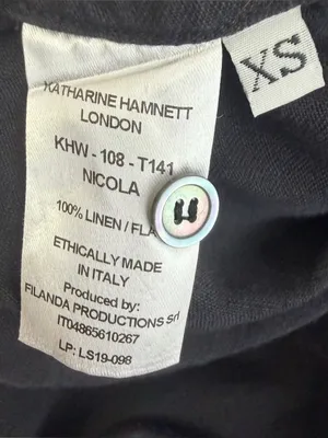 Katharine Hamnett Nicola Women XS Black Linen Oversized Shirt Italy Quiet Luxury thumbnail 10