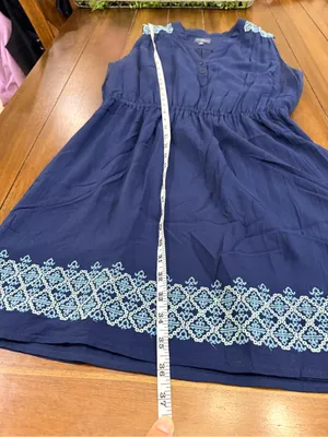 Market & Spruce Navy Blue Embroidered Dress Size L Sleeveless Boho Shift thumbnail 4