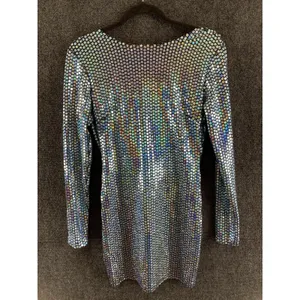 Goodtime USA Womens Holographic Sequin Dress M Backless Mini Party Club Glitter thumbnail 2