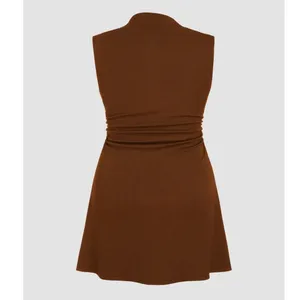 Cider Dress Ribbed Mock Neck Sleeveless Brown Ruched Waist Plus Size 2X 18 20 thumbnail 2