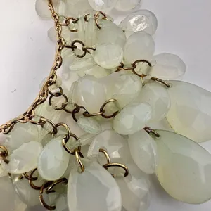 Green chandelier gold tone statement necklace thumbnail 5