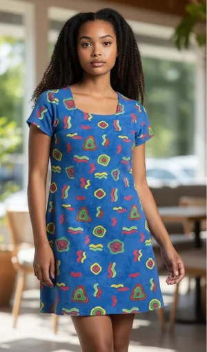 Jessica‎ Howard Vintage Abstract Design Blue Dress thumbnail 1