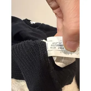 Aerie Black Waffle Knit 100% Cotton Slouchy Sweater 1/4 Button Size M thumbnail 6