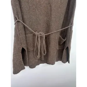 J Jill Womens Large Two Pocket Brown Sweater Vest‎ Belt Linen Blend Coastal Boho thumbnail 3