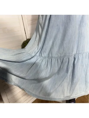 Vintage Y2K Gap babydooll denim dress tiered cotton cottage boho Western coastal thumbnail 7