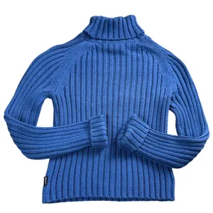 Abercrombie & Fitch Turtleneck‎ Sweater Women Large Blue Ribbed Chunky Knit Y2K thumbnail 2