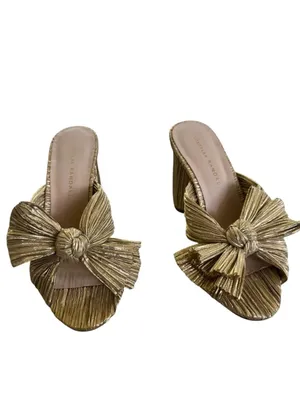 Loeffler Randall Penny Gold Pleated Bow Heel 6.5 thumbnail 3