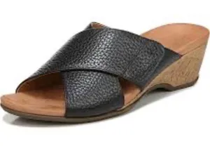 Vionic Black Crisscross Wedge Slide thumbnail 1