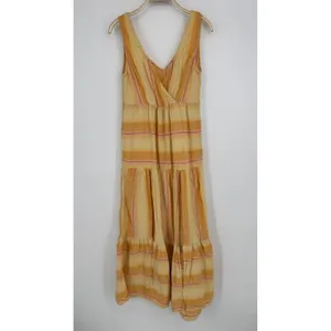 L*Space Clara Dress Small Yellow Striped Boho Tiered Maxi‎ Beach Coverup Summer thumbnail 2