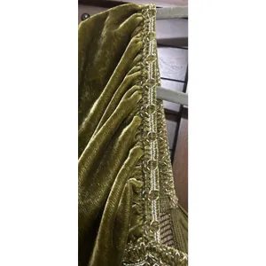 Free People Easy To Love Velvet Smocked Ruffle Mini Dress Size S Olive Green NEW thumbnail 9
