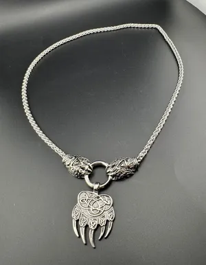 Viking Bear Claw Pendant Necklace Retro 24 inches thumbnail 1