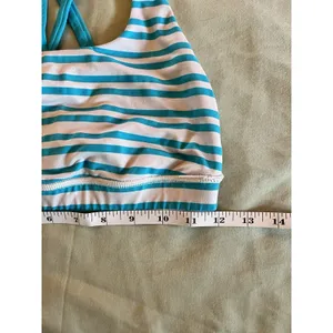 LULULEMON Energy Sports Bra WOMENS SZ 4 Spry Blue White Twin Stripe thumbnail 2