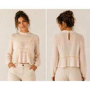 Louise‎ Misha Tara Blouse Blush Pink Cotton Lace Boho Victorian Top French Brand thumbnail 2