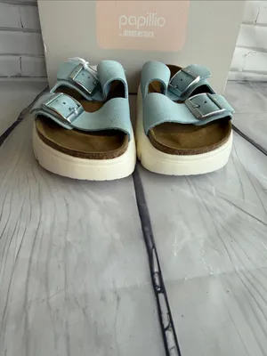 Papillio by Birkenstock Arizona Papillio Chunky Slide in Mineral Blue thumbnail 4