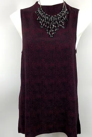 Topshop sleeveless maroon black size 6 tunic thumbnail 1