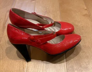 Navyboot Italy patent leather heel Mary Jane shoes red 38 7 thumbnail 1