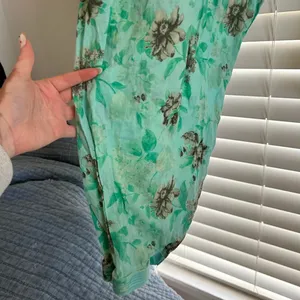 Mint Green Floral Harem Pants Boho Fairycore Artsy Coastal Relaxed Fit M thumbnail 7