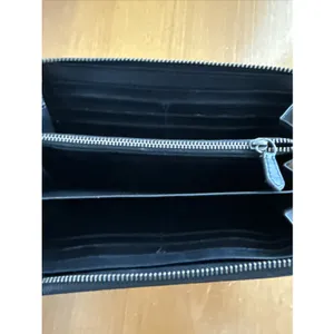 Coach Signature Accordion Zip‎ Around Wallet Charcoal Orange Large Striped NWT thumbnail 5