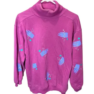 Vintage Sally Too Sweatshirt 80s Turtleneck All Over Print Pink Zumba Medium thumbnail 2