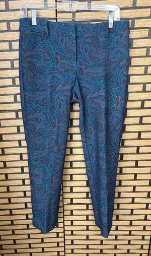 Talbots Hampshire Blue Paisley Print Dress Pants Size‎ 4P thumbnail 1