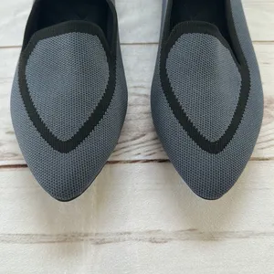 Birdies Blackbird Women's Pointed Knit Flats - Gray & Black thumbnail 3