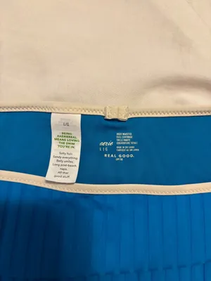 Aerie Real Good Blue Ribbed High Waisted Bikini Bottom thumbnail 3