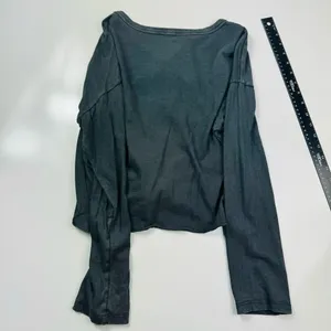 Aerie Smoked Gray Long Sleeve Front Knot‎ Shirt Size Small thumbnail 7