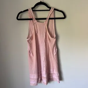 POL Flowy Oversized Lace Tank Top With Button Detail Pink Size S thumbnail 2
