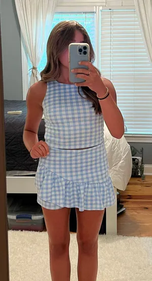Altar'd State Gingham Tank And Skort Set thumbnail 1