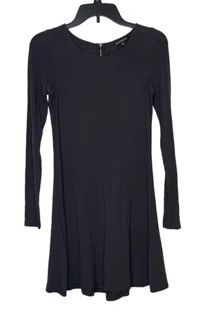 Express Women's T-Shirt Dress Long Sleeve Fit &‎ Flare Stretch Crewneck Gray XS thumbnail 1