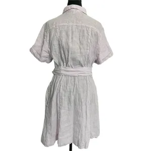 Hill House Size Large Linen The Laura Dress Lilac Stripe $165 thumbnail 8
