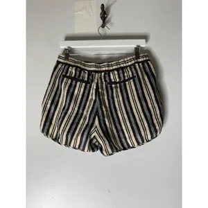 Madewell Linen Blend Grey‎ Black Evelyn Stripes Pull On Shorts Women's M thumbnail 2