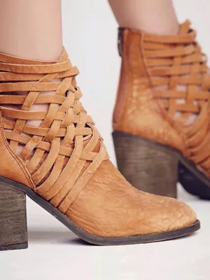 Free People Women's Carrera Leather Tan Strappy Zip Ankle Boots $198 EU 38 US 8 thumbnail 11