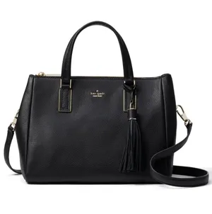Kate Spade Small Top Zip Alena Black Leather Satchel Shoulder Bag Tassel Fob thumbnail 1
