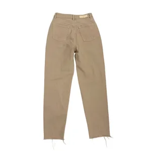 ZARA Ultra High Rise Mom Jean Tan Bleach Dye Frayed Denim Pants Size 2 thumbnail 2