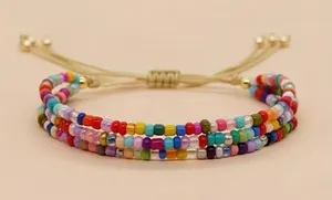 Multi Layers Beaded Braided Bracelet With Colorful Mini Rice Beads Boho Style thumbnail 1