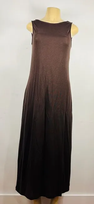 Ese O Ese Knit Maxi Fit Flare Dress Sz M Brown Sleeveless thumbnail 1