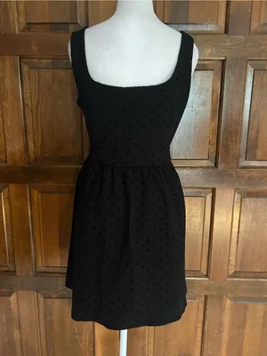 Madewell Black Swiss Dot Fit Flare Mini Dress Small S Viscose Stretch Pockets thumbnail 4