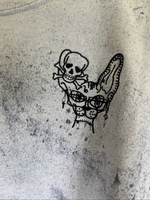 Sphynx Cat with piercings and skull Blue Tie-Dye Crewneck Sweatshirt size Sma thumbnail 1