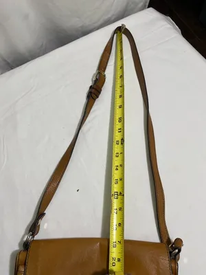 Vintage Tan Leather Crossbody Shoulder Bag Adjustable Strap Magnetic Closure thumbnail 10