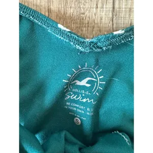 Hollister Swim Teal Floral Ribbed Triangle Bikini Set High Cut V Front Small thumbnail 2