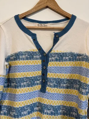Free People We the Free Thermal Blue Size Small Boho to the woods long sleeve thumbnail 4