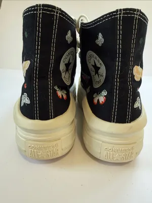 Converse Black High-Top All Star Sneakers with Butterfly Embroidery thumbnail 5