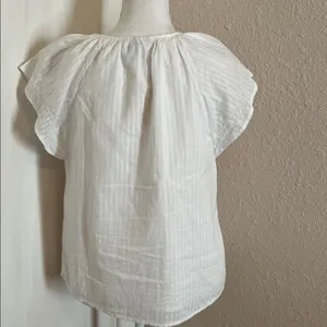 NWT White Cotton Flutter Sleeve Blouse Size XS thumbnail 5