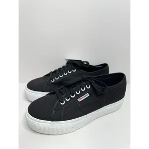 Superga Sneakers Classic Black Canvas Mens‎ Size 8 Lace Up Fashion Shoes NEW thumbnail 3